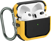 Spada Ruggente e Resistente per AirPods 3 2021 con Porta Chiave, Protezione Completa, Ricarica Senza Fili e Indicatore LED, Giallo