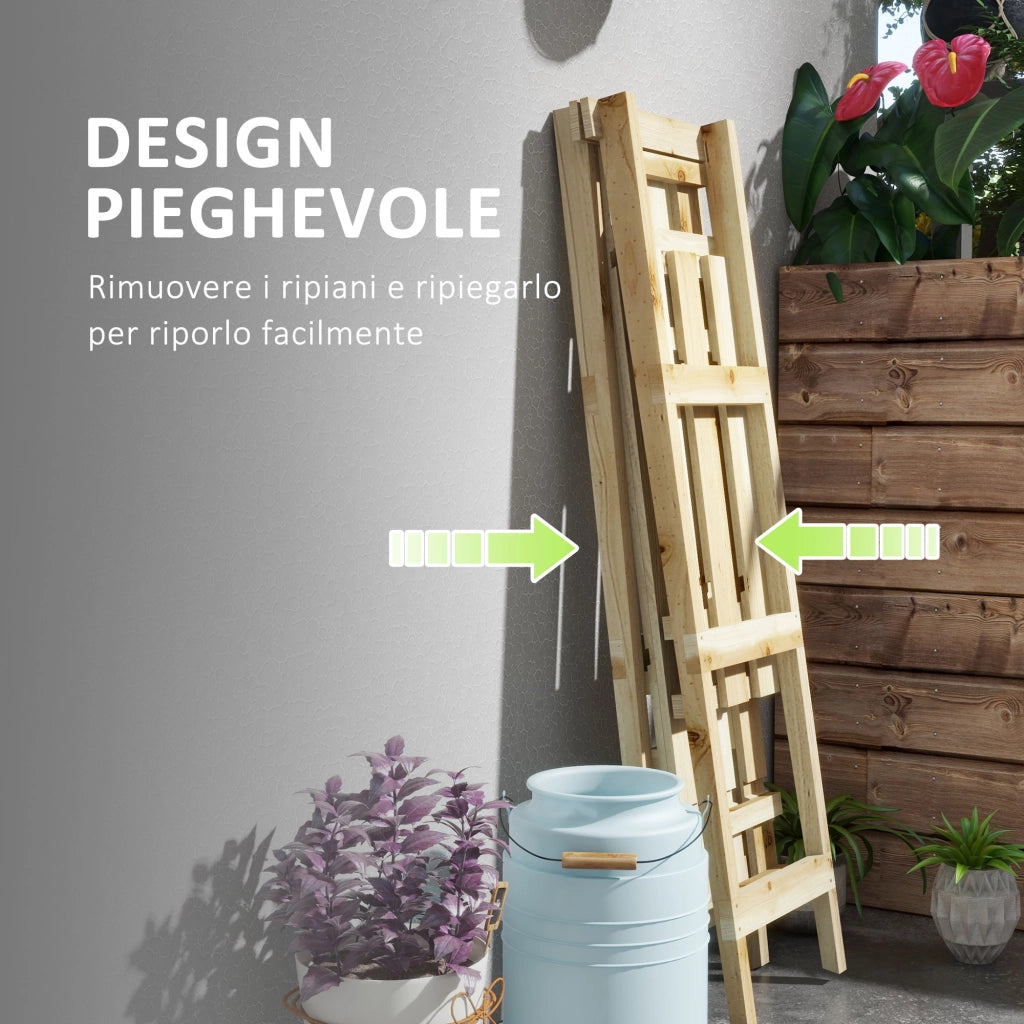 Portapiante a Doghe 3 Livelli ¨C zephmum ¨C Legno Abete 100x36x112 cm