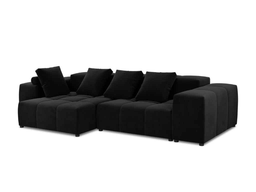 Cosmopolitan Design - Divano angolare modulare reversibile "Rome" 4 posti in velluto nero 