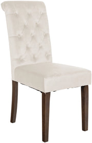 Sedia da cucina Lisburn design Chesterfield crema,Velluto