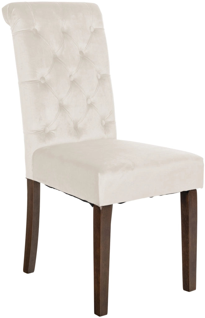 Sedia da cucina Lisburn design Chesterfield crema,Velluto