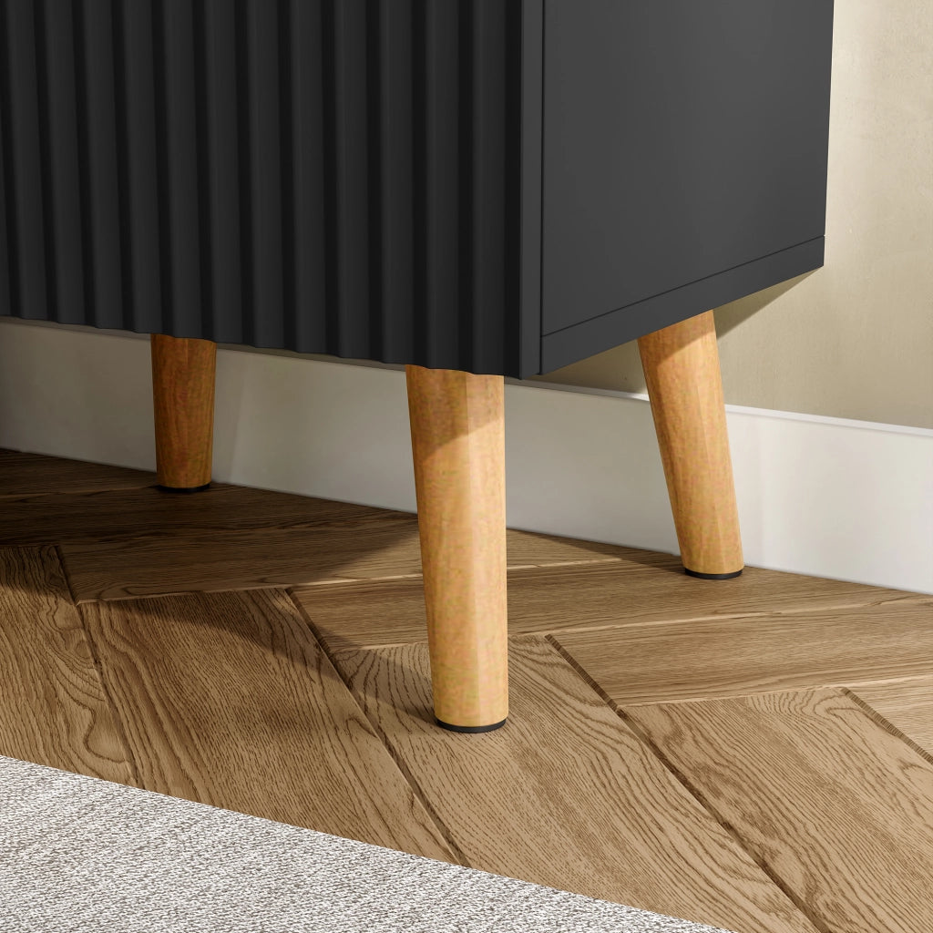 Set di 2 Comodini Nand con Cassetto e Vano Aperto 55x40x30 cm Nero [en.casa]