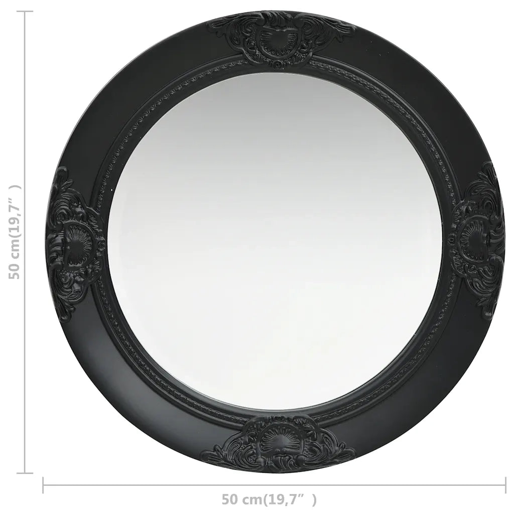 Specchio da Parete Stile Barocco-Specchio a Muro-Specchio Decorativo 50 cm Nero