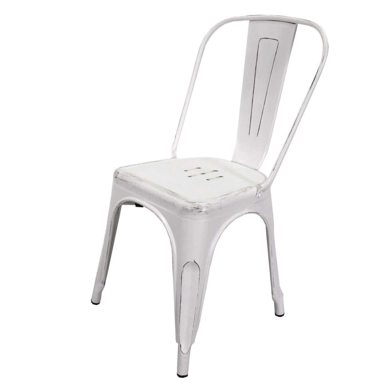 Sedia ferro new bristol bianco antico cm 43x43h45/84
