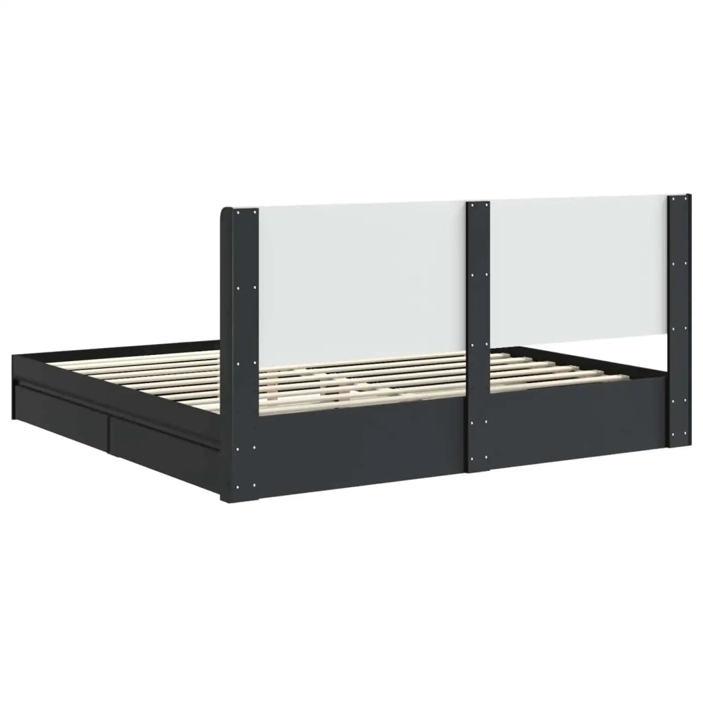 Struttura del letto con stoccaggio e testata Nero 200 x 200 cm