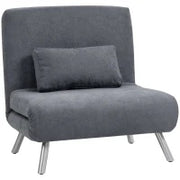 Poltrona imbottita con funzione letto, design 2-in-1, poltrona letto, letto per ospiti, rivestimento in tessuto, con cuscino, Grigio scuro