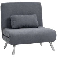 Poltrona imbottita con funzione letto, design 2-in-1, poltrona letto, letto per ospiti, rivestimento in tessuto, con cuscino, Grigio scuro
