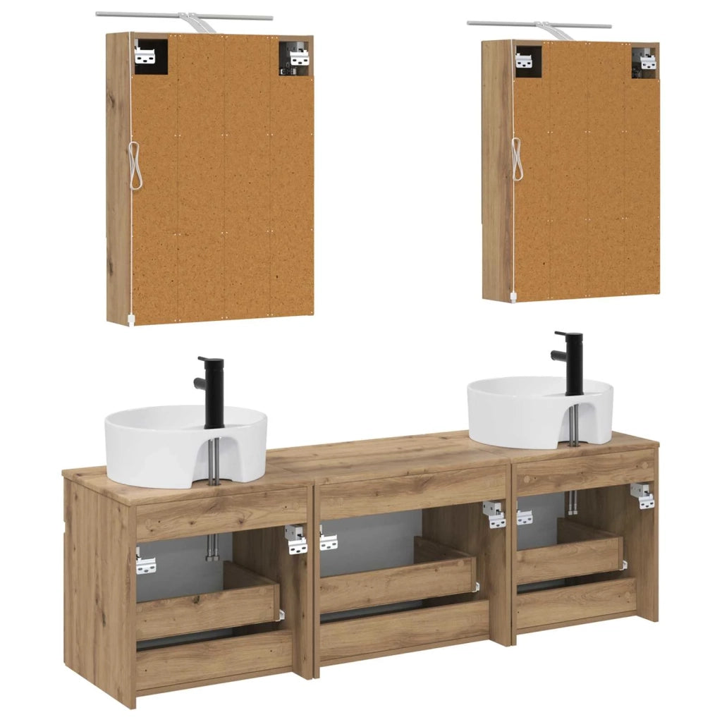 Set di Armadi da Bagno 5 pcs Rovere Artigianale 3406606
