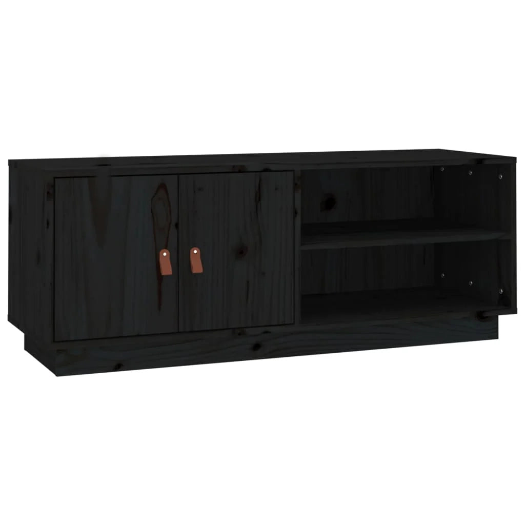 Mobile TV multimediale scaffale TV credenza mobile TV sala da pranzo soggiorno camera da letto 105 x 34 x 40 cm legno di pino massiccio nero 02_0025686