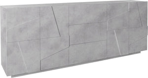 Credenza 4 Ante + 3 Cassetti 224,1x44,2x86 cm Ping Cemento Bronx