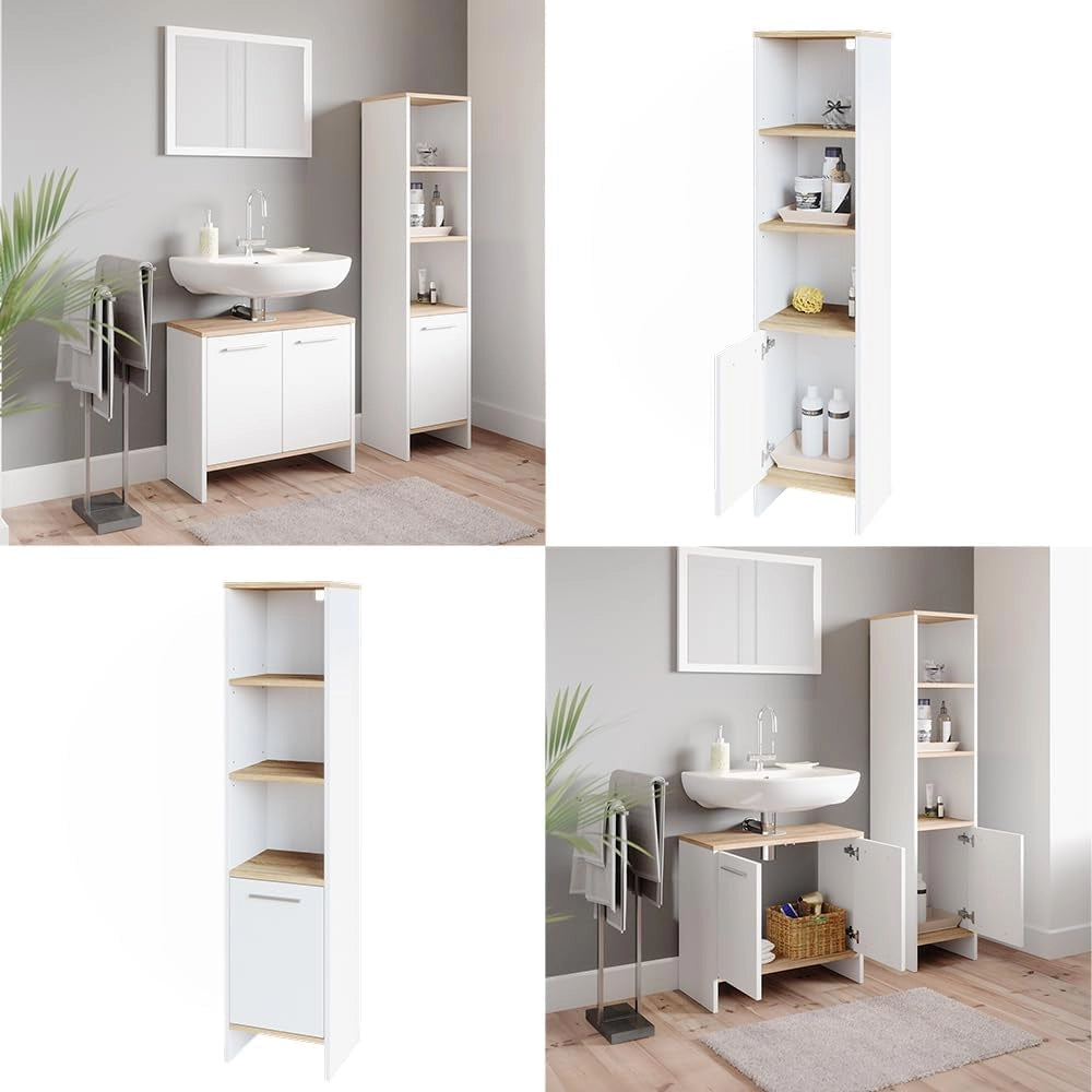 Mobile bagno alto Elvio, Bianco, 32 x 136.6 cm