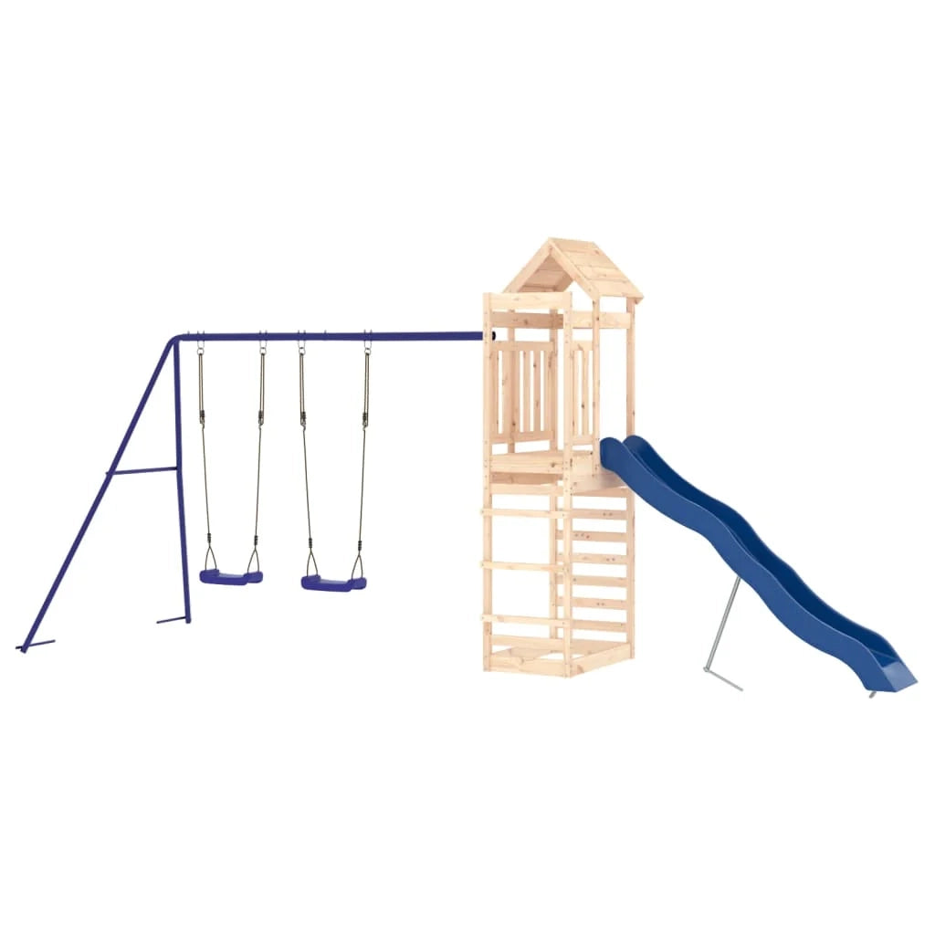 Area giochi all'aperto con altalene scivolo e robuste strutture per arrampicarsi  attrezzatura da gioco da giardino 492 x 185 x 239 cm legno di pino massiccio 02_0004661