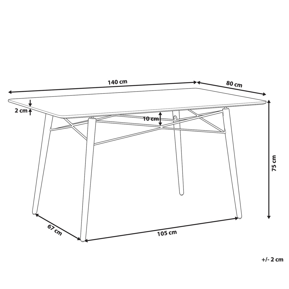 Tavolo da pranzo in legno chiaro piano Nero 140 x 80 cm moderno scandinavo