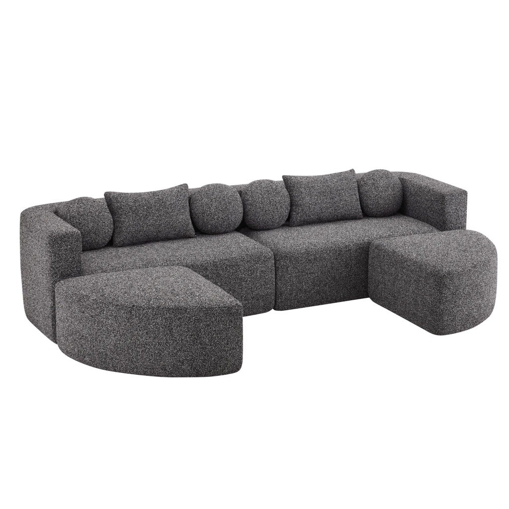 Divano Letto Modulare ¨C Xylo ¨C Chenille Nero, 292x165x68 cm