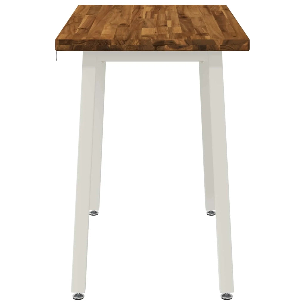 90 x 55 x 75 cm Legno di Acacia Massello Naturale e Bianco 937576