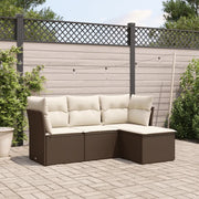 vidaXL Set Divano da Giardino 4 pz con Cuscini Marrone in Polyrattan