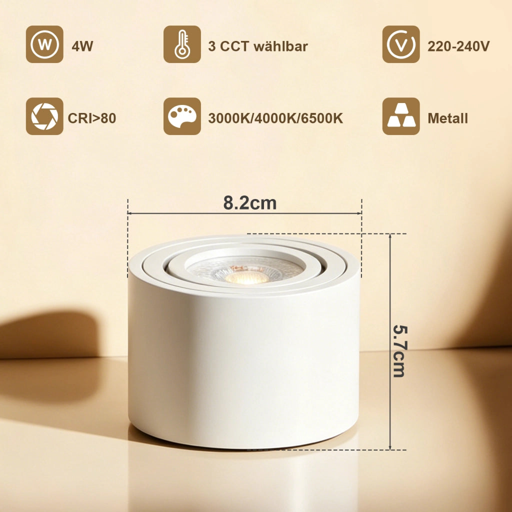 ZMH Faretto da soffitto LED dimmerabili bianchi ultra piatti orientabili 30 gradi 4W rotondi confezione 4 pezzi