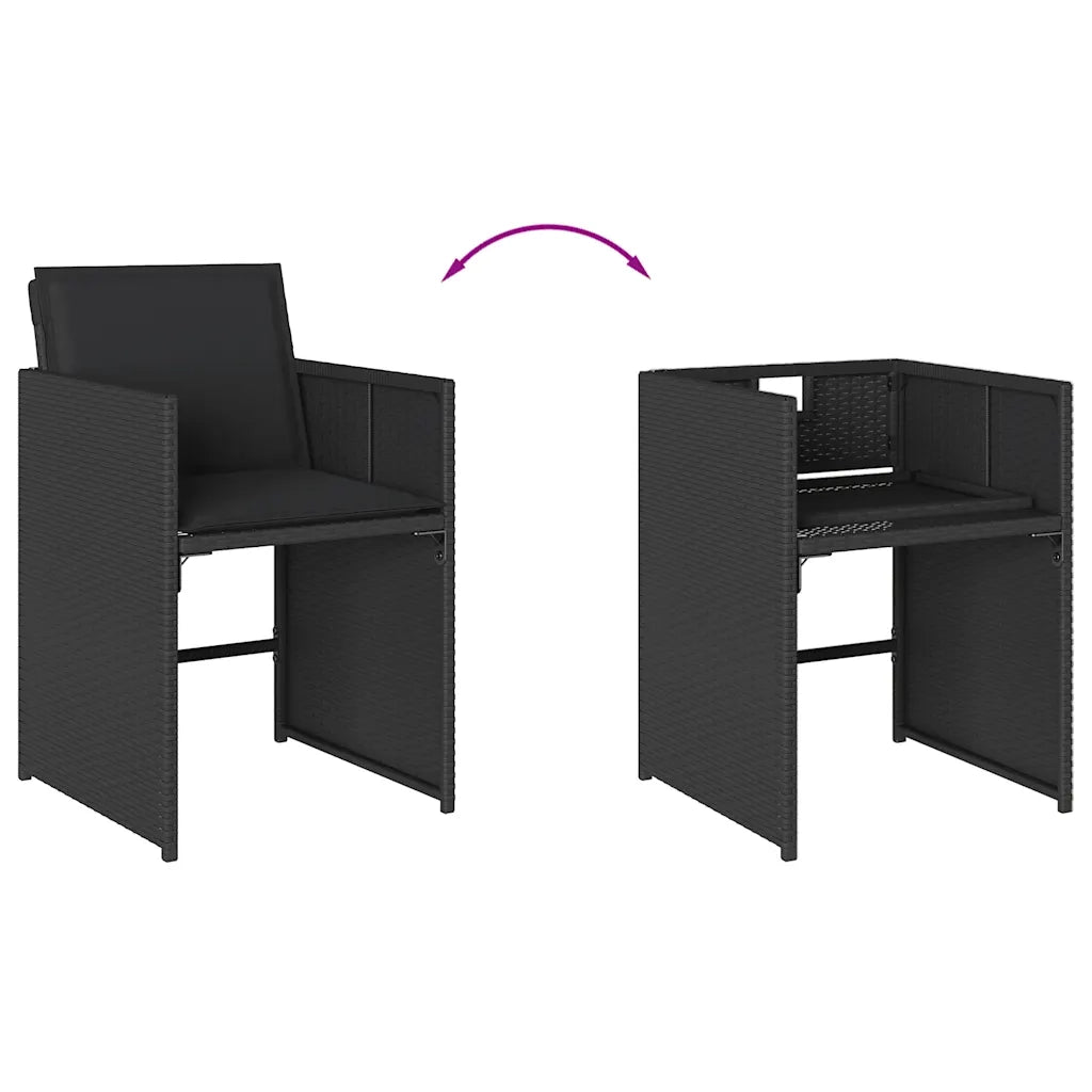 Set da Pranzo da Giardino 11 pz con Cuscini in Polyrattan Nero 3211147