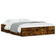 Letto matrimoniale | Letto per adulti | Giroletto con Cassetti Rovere Fumo 150x200 cm Legno Multistrato