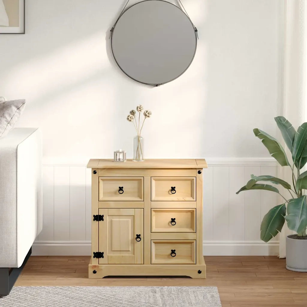 Credenza | Madia | Buffet da pranzo | Armadio da pranzo Corona 87x40x76 cm in Legno Massello di Pino