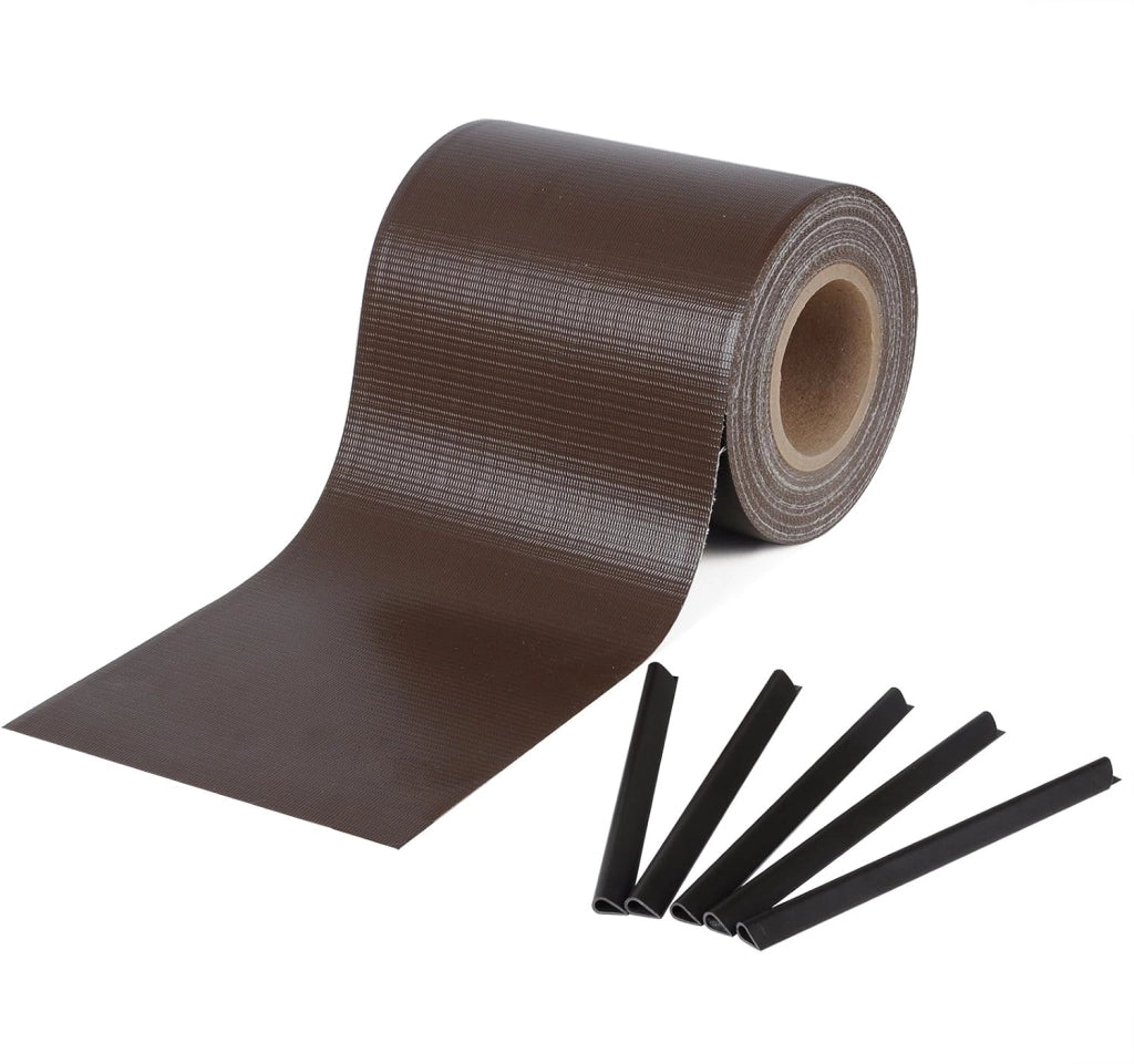 Frangivista Recinzione in PVC, Telo Oscurante per Balcone 19cm x 35m, Strisce Protezione della Privacy per Giardino Incluse 25 clip di fissaggio, Marrone