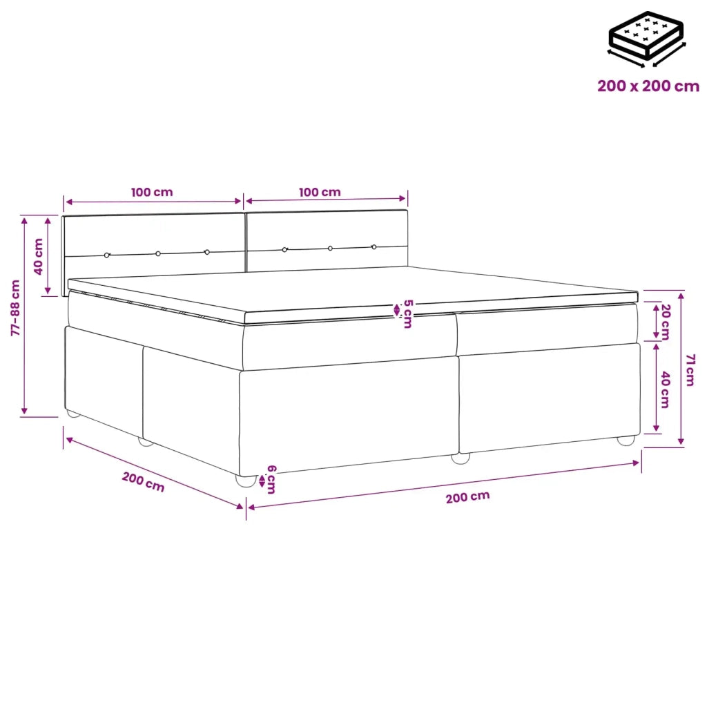 Letto box spring con materasso Tortora 200 x 200 cm Tessuto 3451549
