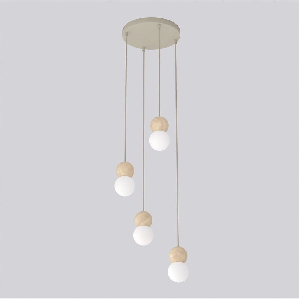 Lampada a sospensione LOOP in acciaio moka e legno