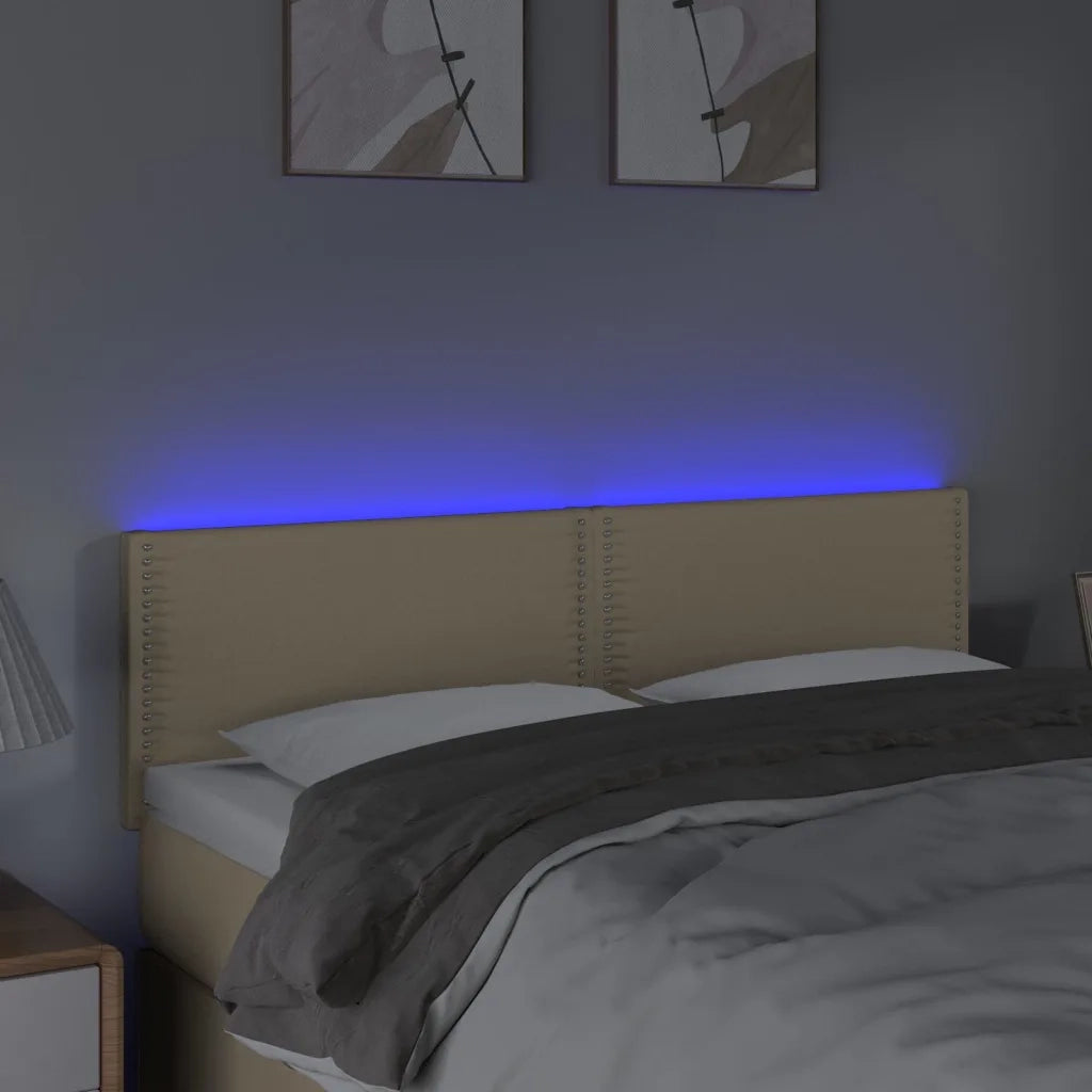 Testiera | Testata a LED Crema 144x5x78/88 cm in Tessuto