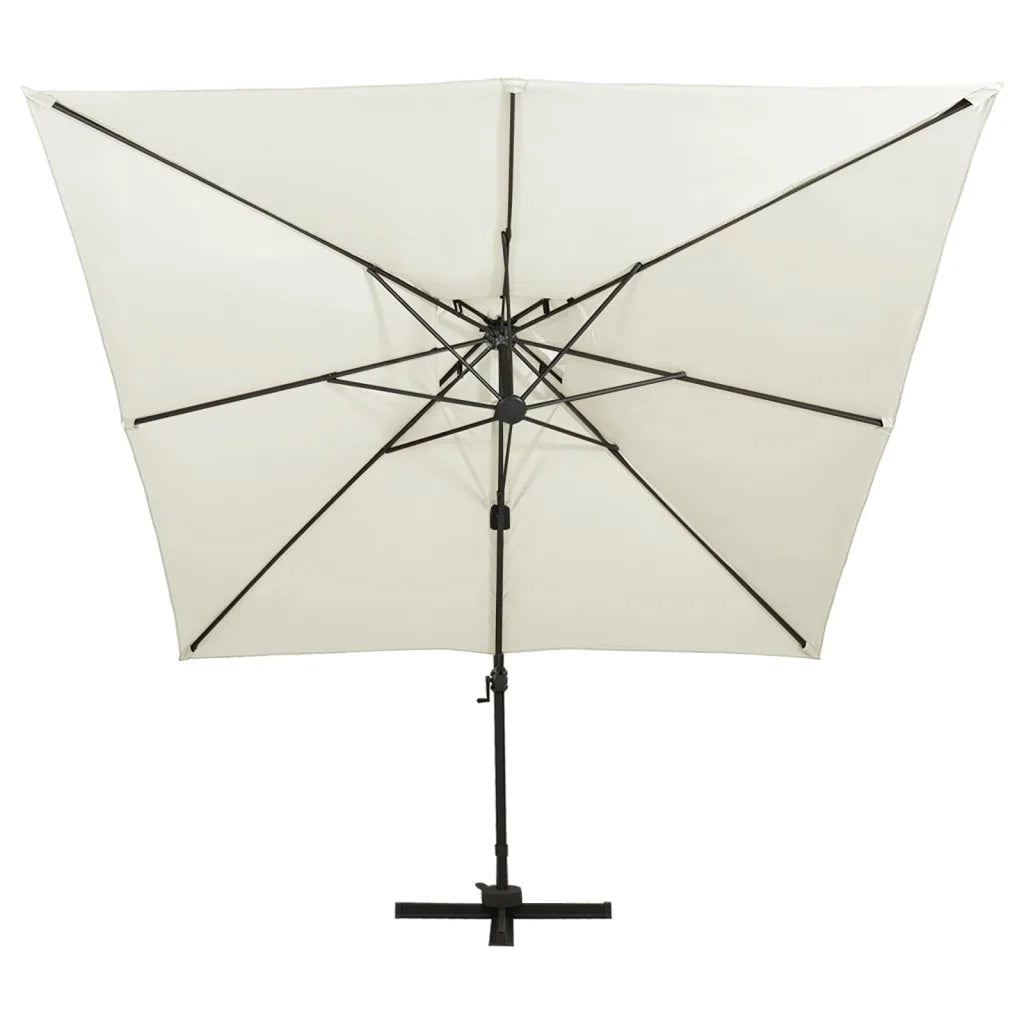 Ombrellone a Sbalzo con Doppia Copertura 300x300 cm Sabbia
