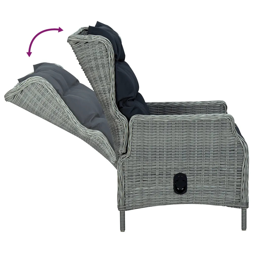 Set da Pranzo da Giardino 7 pz Grigio Chiaro in Polyrattan 3156807