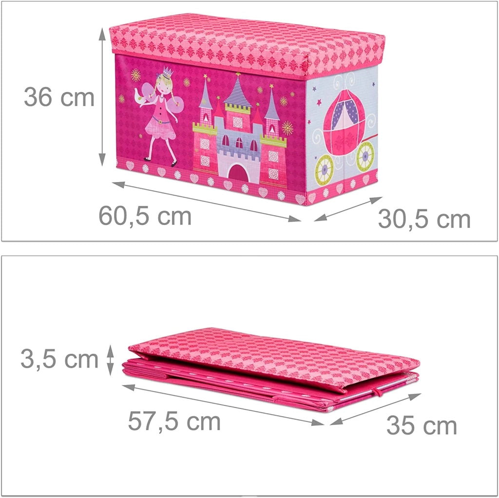 Sgabello contenitore/portagiochi/pouf rosa per bambini 13_0002763