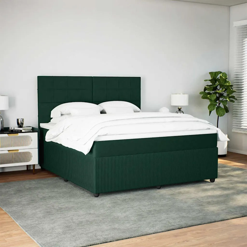 Giroletto a Molle con Materasso Verde Scuro 180x200 cm Velluto