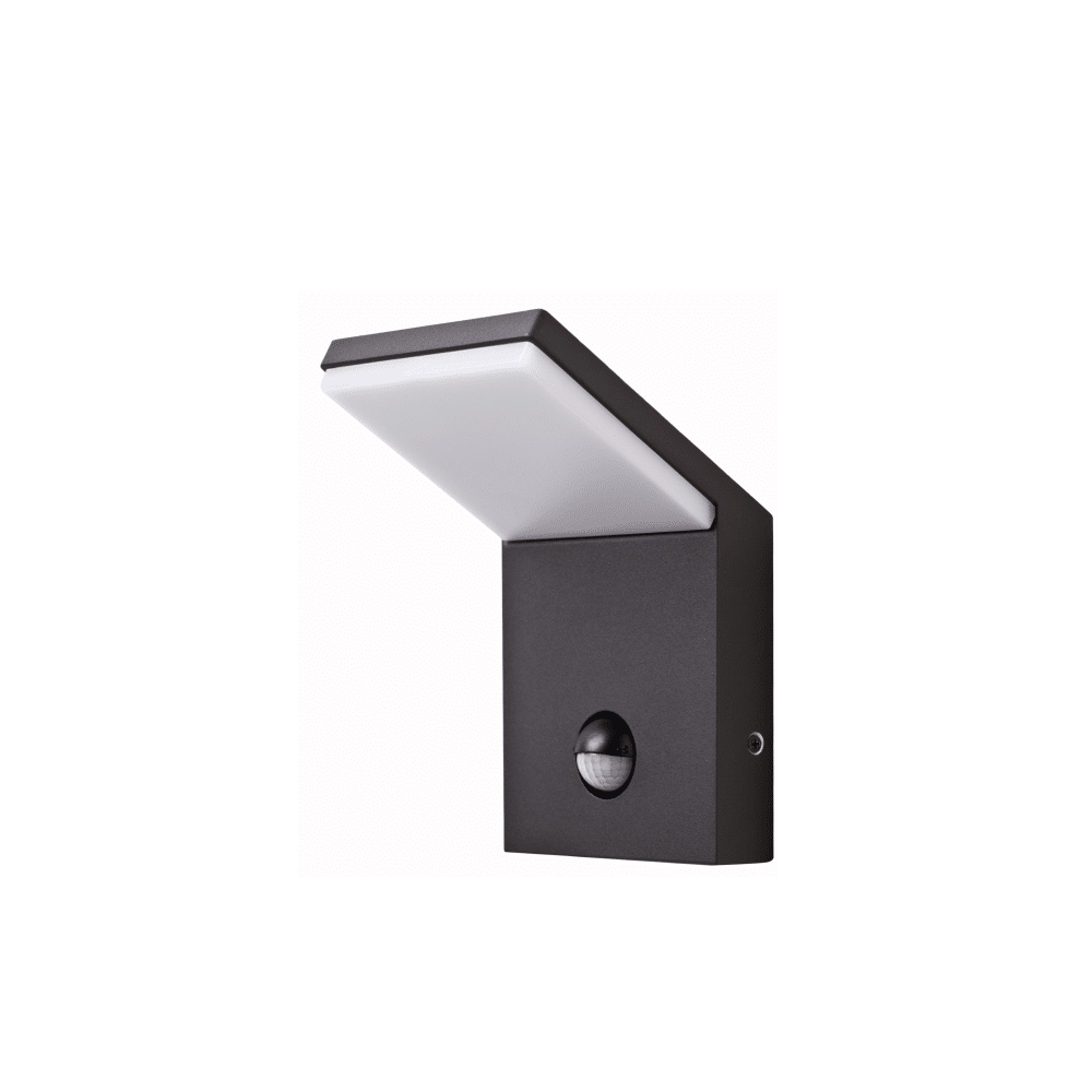 Applique a led da parete IP54 9W con sensore Nero 2200K/2700K/3000K con sensore crepuscolare e di presenza