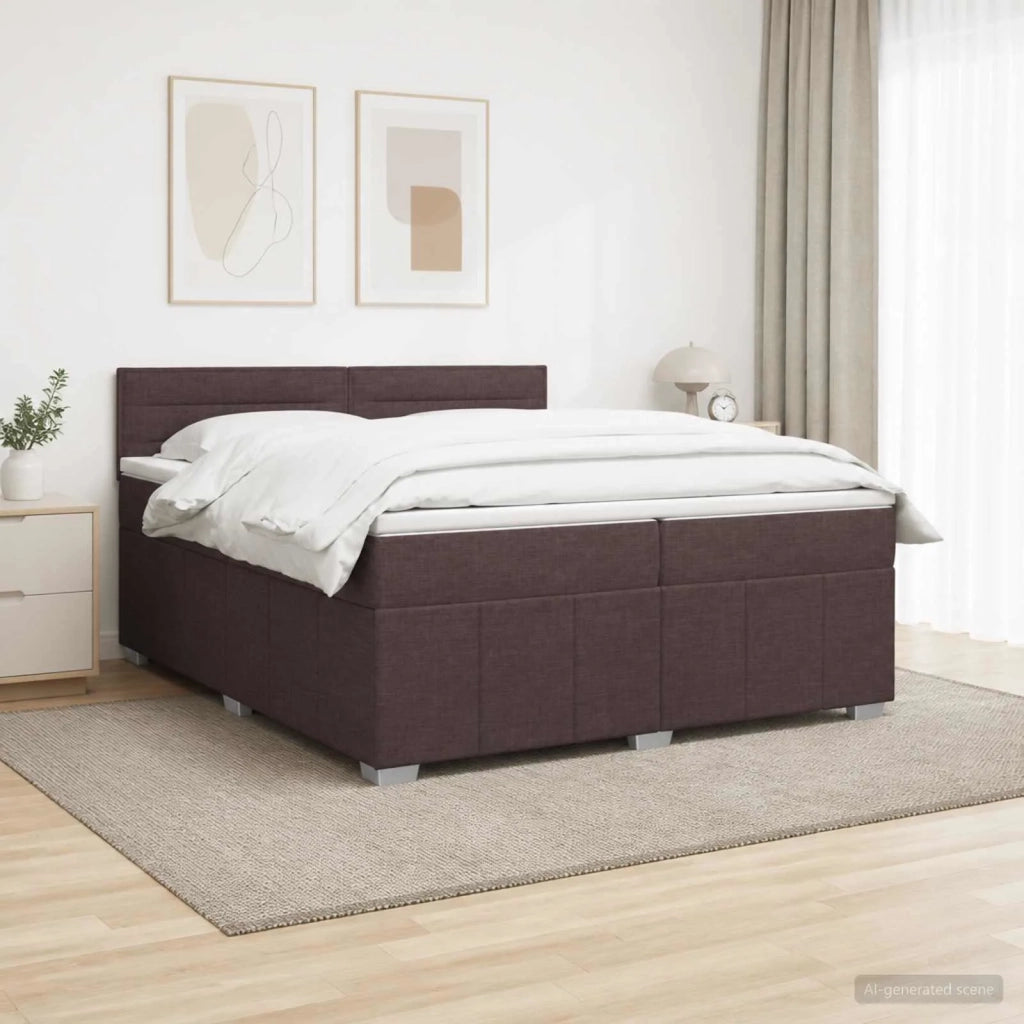 Letto Box Spring LED con Materasso Marrone Scuro 200 x 200 cm 3455692