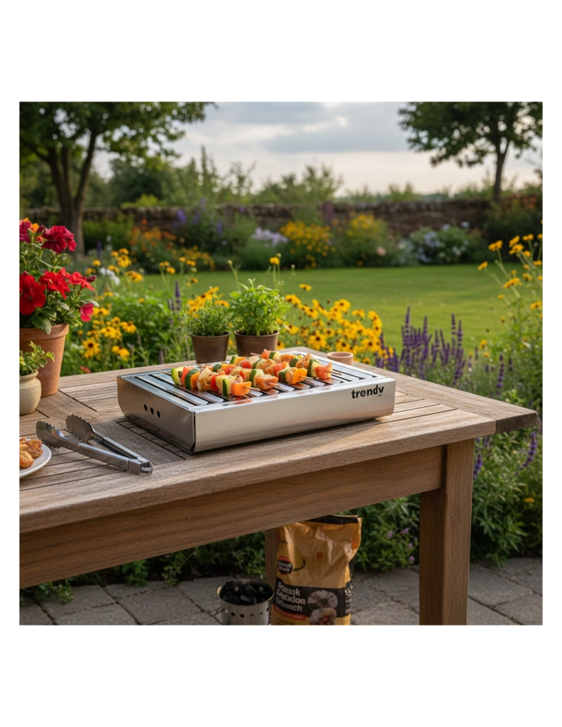Barbecue portatile compatto a carbone TRENDY in acciaio inox