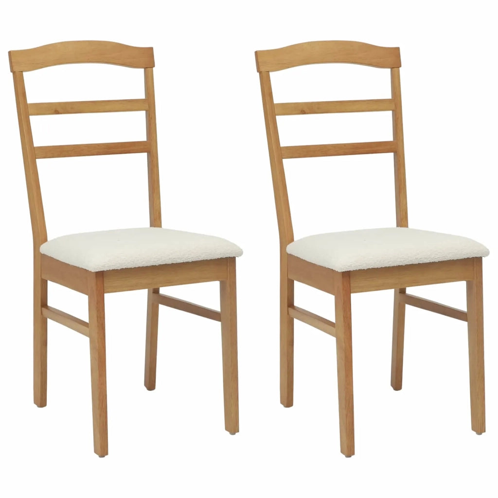 Sedia da pranzo 2 pcs Naturale e chiaro Legno di gomma solido