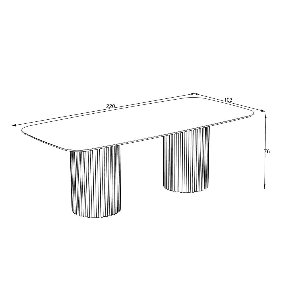 Tavolo rettangolare fisso piano noce e basi in legno cannettati Oslo 200x100x76H