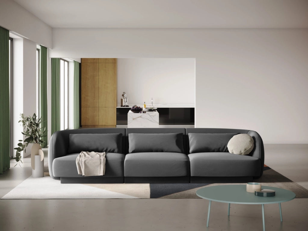 Cosmopolitan Design - Divano "Tulum" 3 posti in velluto grigio 
