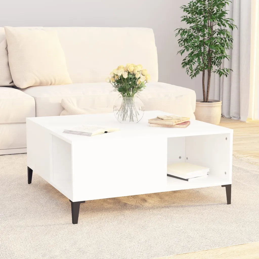 Tavolino da Salotto Bianco 80x80x36,5 cm in Legno Multistrato 821100