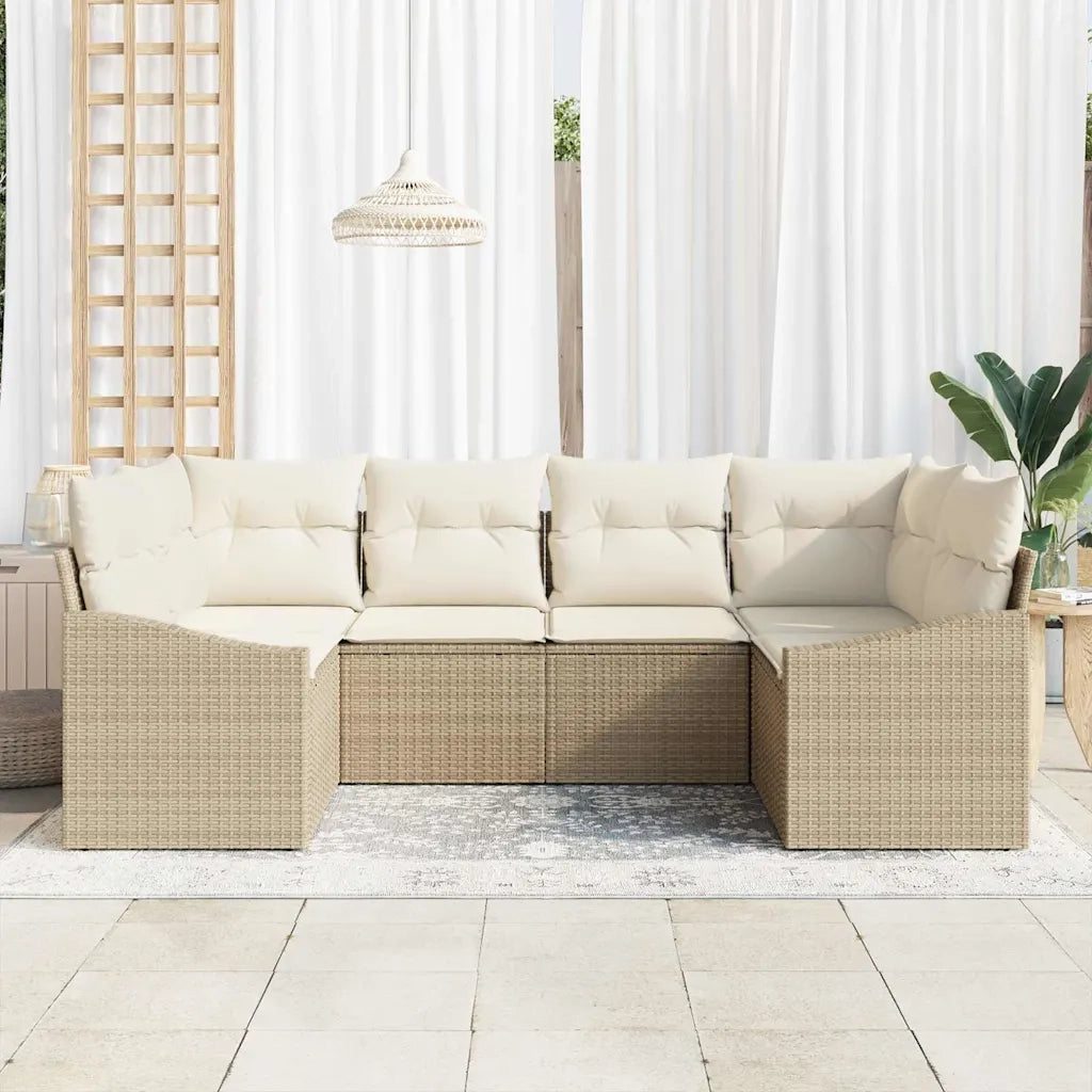 Set di divani con cuscino 6 pcs Beige polyrattan