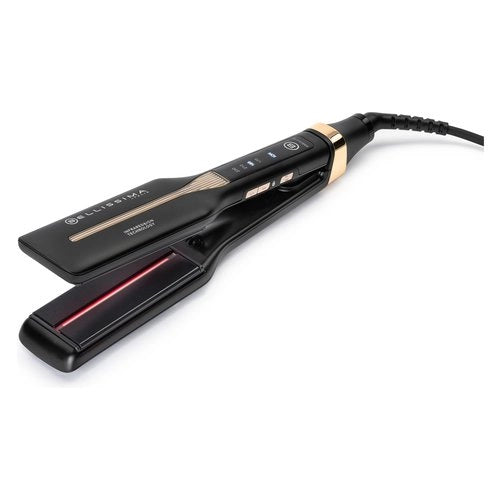 Bellissima imetec absolute, piastra per capelli professionale con piastre 4xl, infrarossi e tecnologia a ioni, controllo del calore, rivestimento in ceramica e cheratina, 4 temperature, beauty bag - 11873