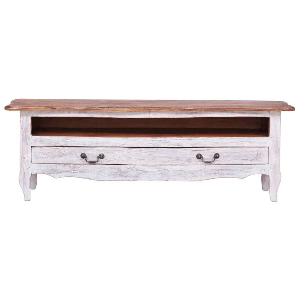 Mobile TV multimediale scaffale TV credenza mobile TV sala da pranzo soggiorno camera da letto 120 x 30 x 40 cm legno massello di mogano bianco 02_0025814