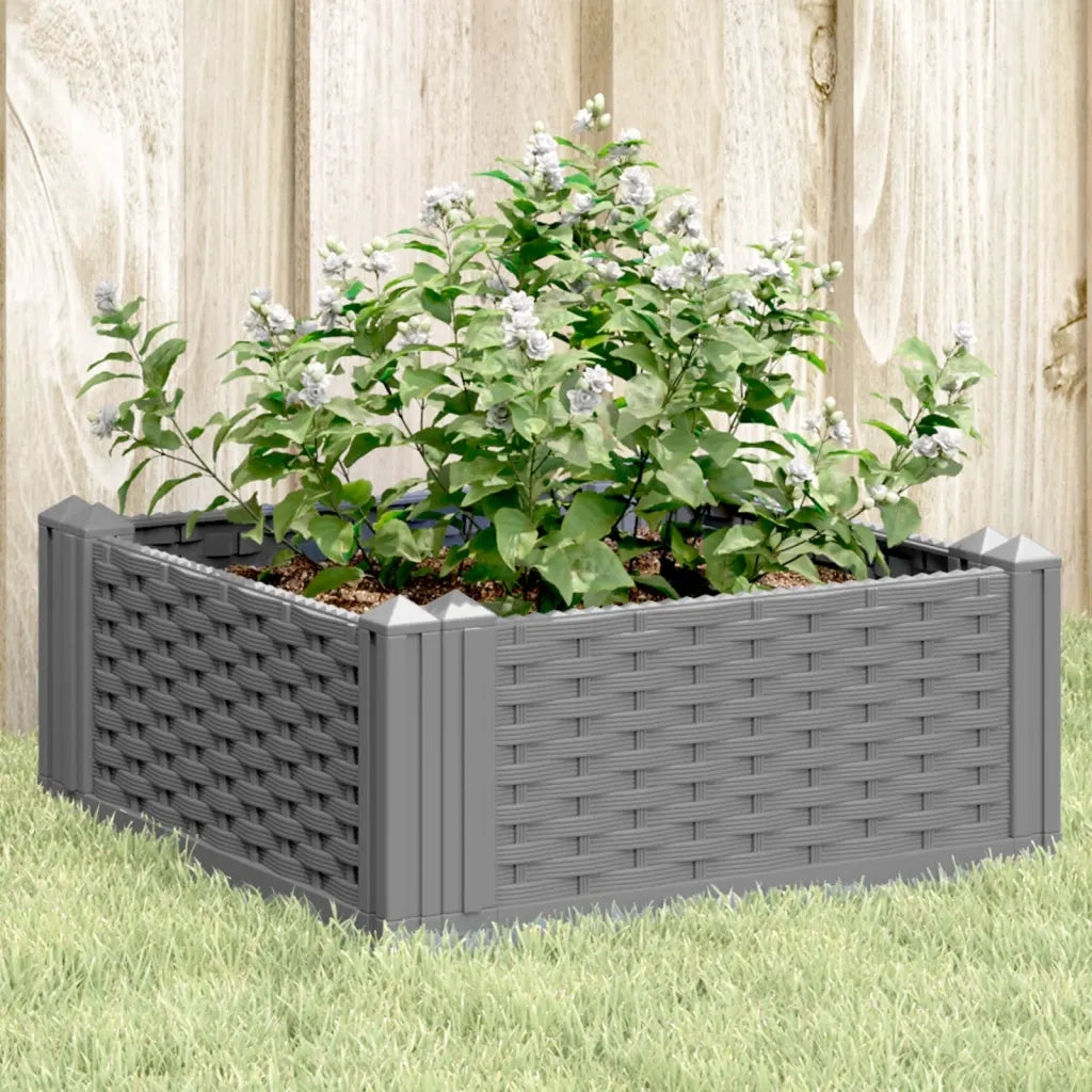 Fioriera da Giardino con Picchetti-Vaso da Esterno-Fioriera da Giardino Fissabile Grigia 42,5x42,5x28,5 cm PP