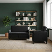 Set di Divani con Storage 2 pz Nero Poliestere 3429168