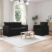 Divano 2 pcs Nero 196 x 82 x 85 cm Tessuto