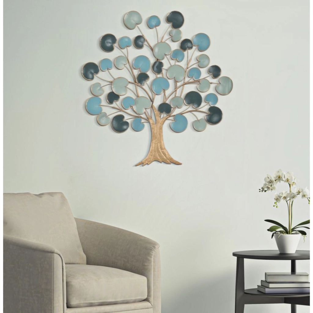 Decorazione in Metallo 3D Albero 5, Blu, Metallo, 89x2,5x90 cm