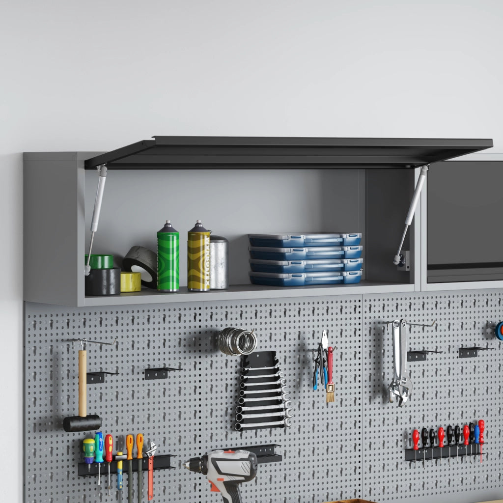 Armadio per Attrezzi a Muro con Porta a Gas Nera 100x25x35 cm