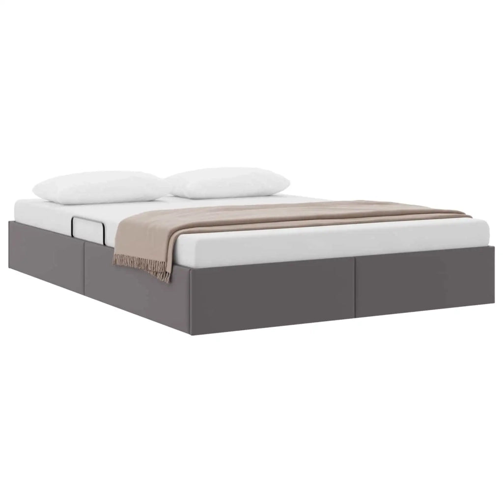Letto ottomano Grigio 140 x 200 cm Pelle Sintetica 3442776