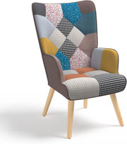 Poltrona scandinava IVAR in tessuto patchwork multicolore