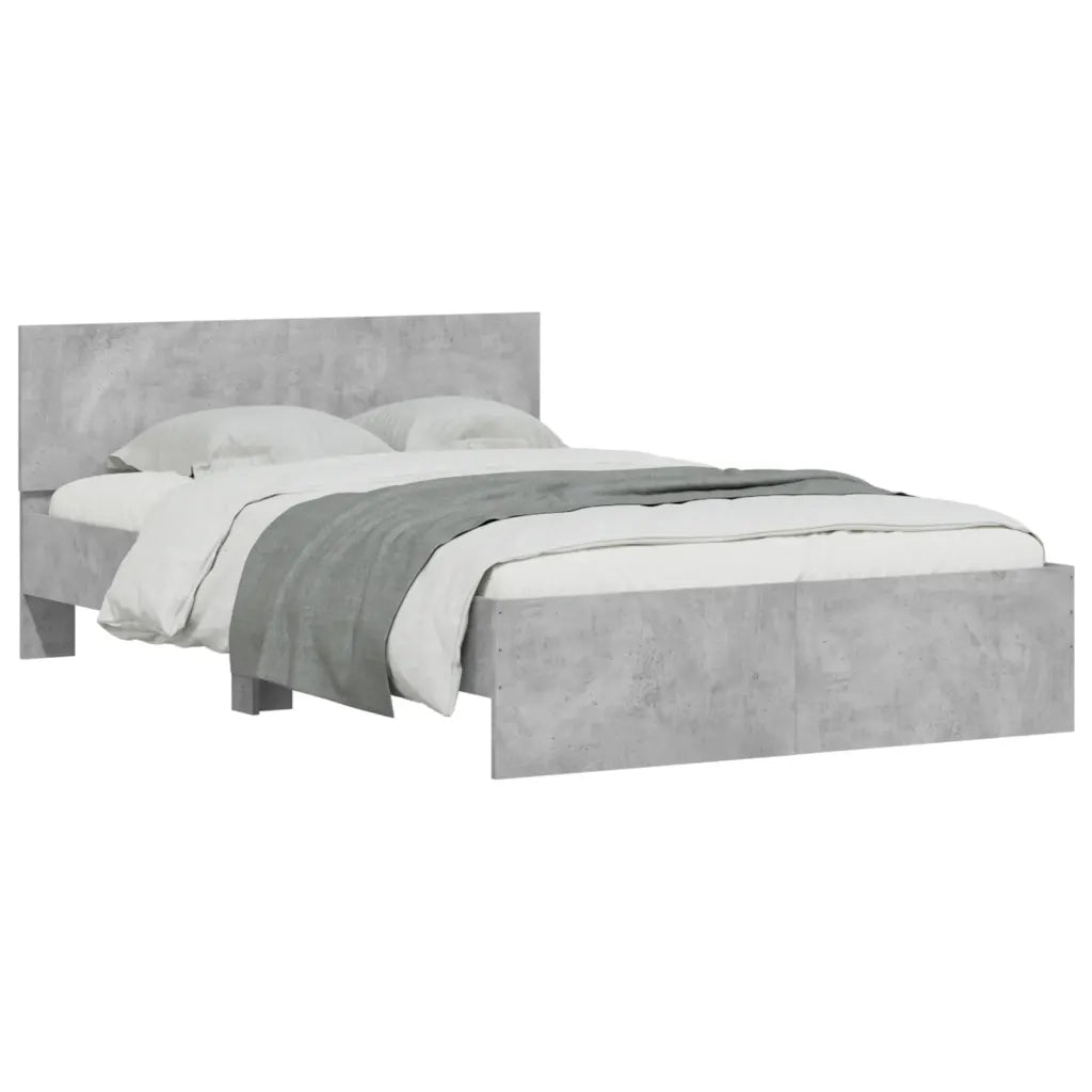 Giroletto con Testiera-Struttura Letto con testiera Grigio Cemento 135x190 cm